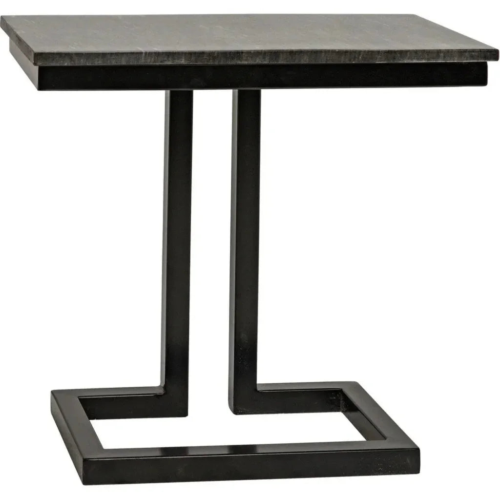 Noir Alonzo Rectangle Marble Top Side Table