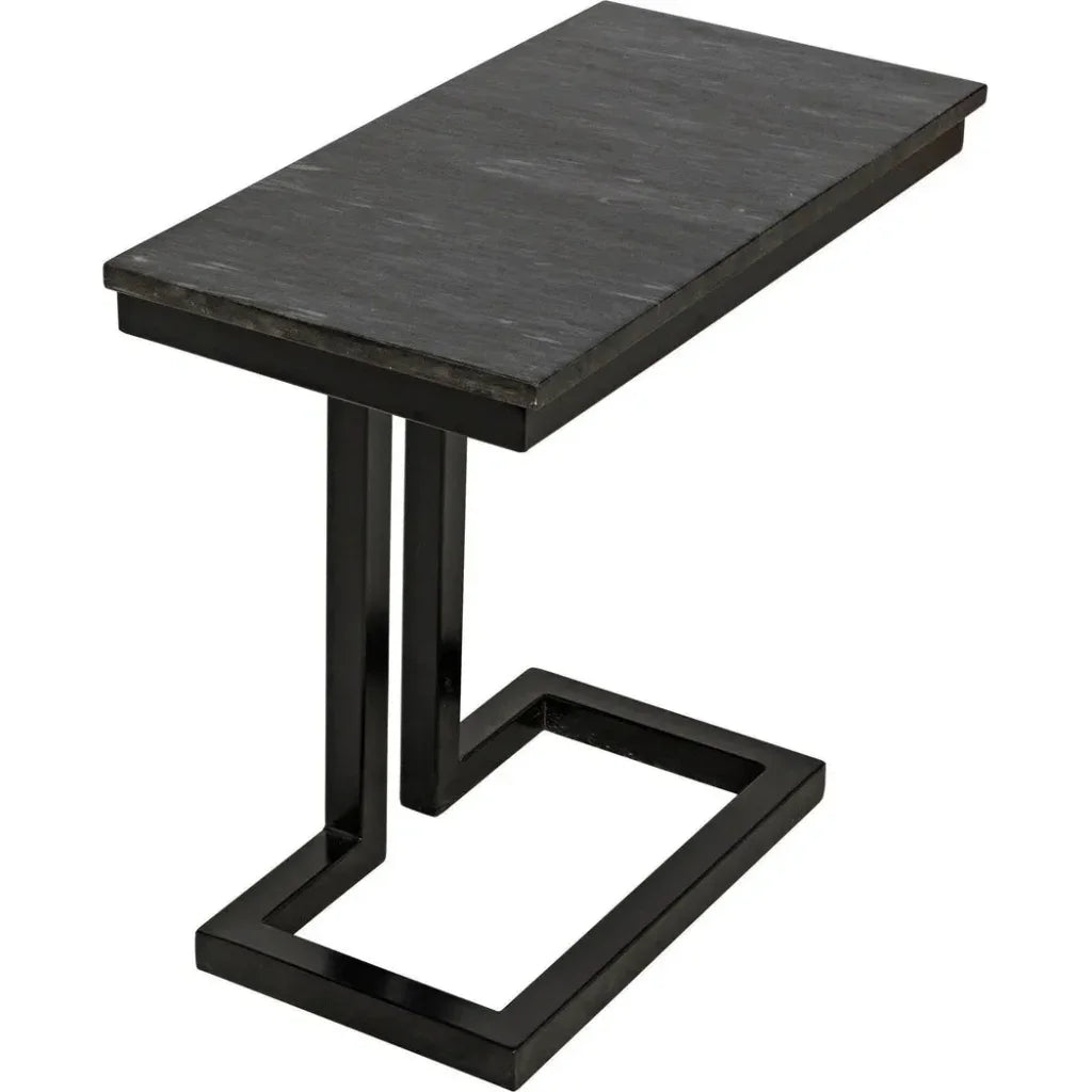 Noir Alonzo Rectangle Marble Top Side Table