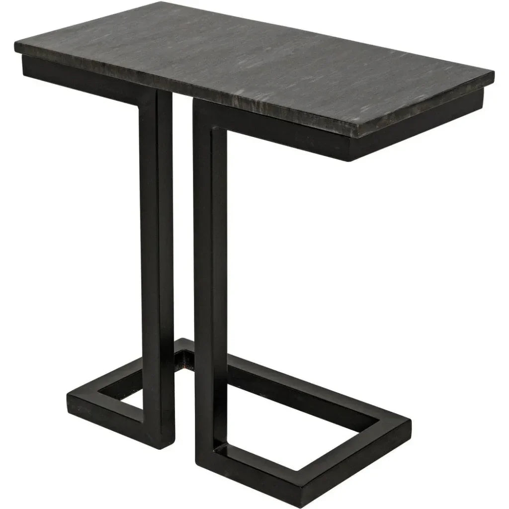 Noir Alonzo Rectangle Marble Top Side Table