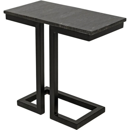 Noir Alonzo Rectangle Marble Top Side Table