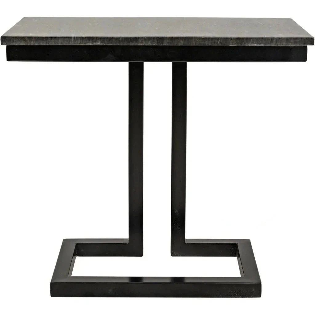 Noir Alonzo Rectangle Marble Top Side Table