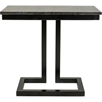 Noir Alonzo Rectangle Marble Top Side Table