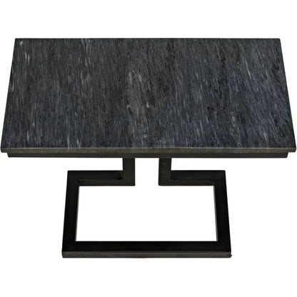 Noir Alonzo Rectangle Marble Top Side Table