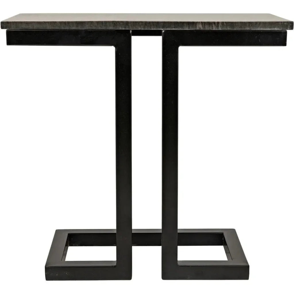 Noir Alonzo Rectangle Marble Top Side Table
