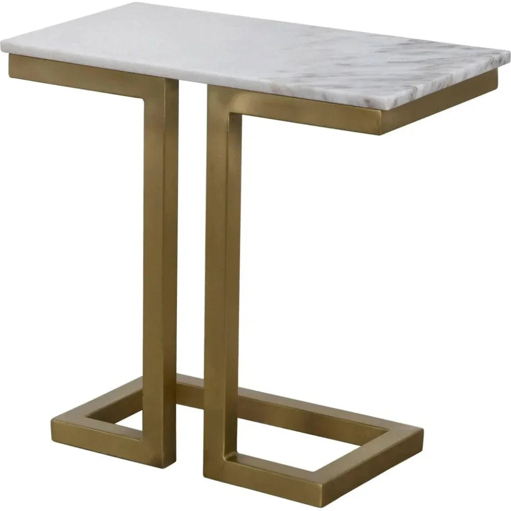 Noir Alonzo Rectangle Marble Top Side Table
