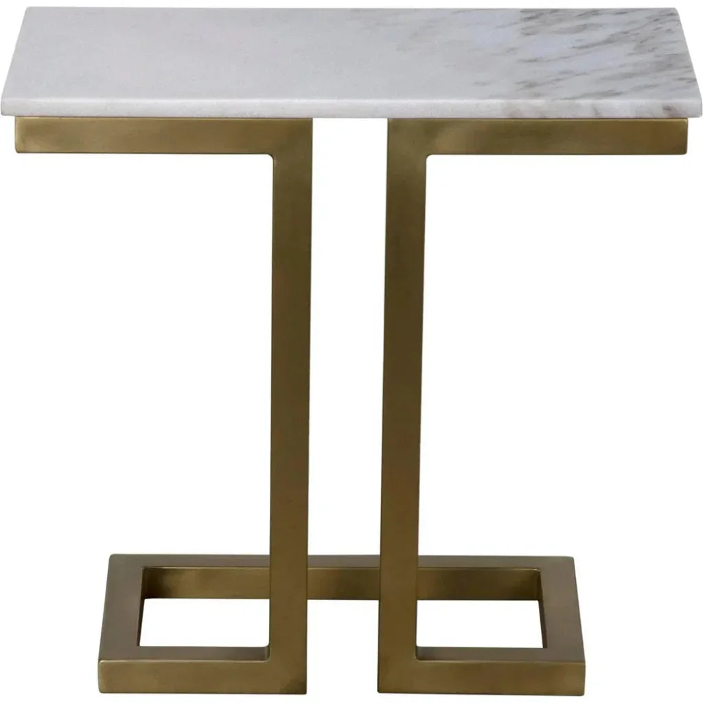 Noir Alonzo Rectangle Marble Top Side Table