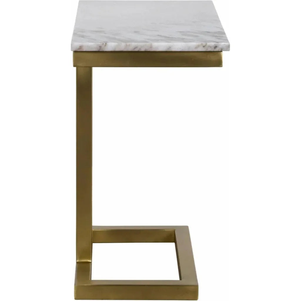 Noir Alonzo Rectangle Marble Top Side Table