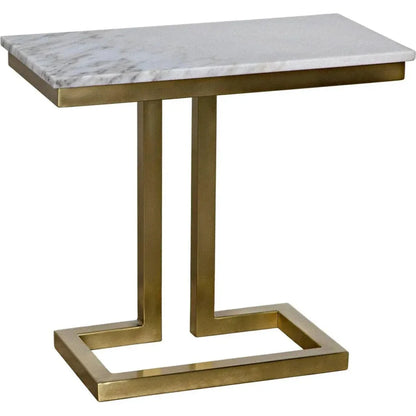 Noir Alonzo Rectangle Marble Top Side Table