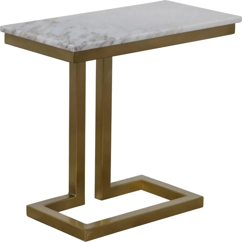 Noir Alonzo Rectangle Marble Top Side Table