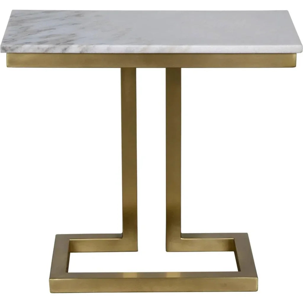 Noir Alonzo Rectangle Marble Top Side Table