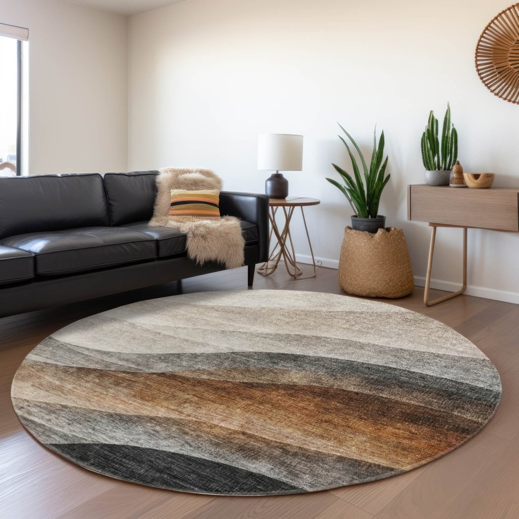 LOOMLAN Rugs Alora Brown Washable Indoor-Outdoor Rug