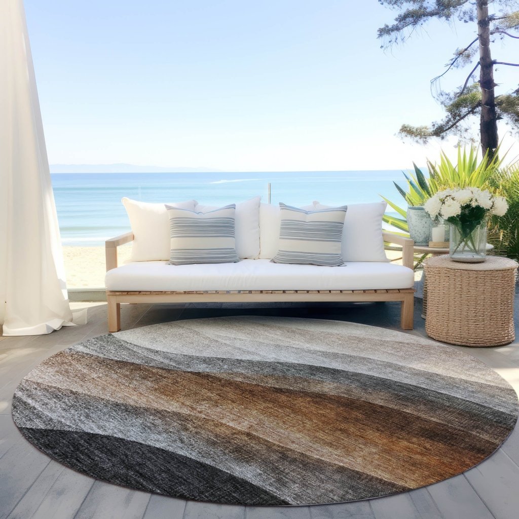 LOOMLAN Rugs Alora Brown Washable Indoor-Outdoor Rug