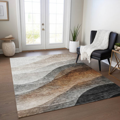LOOMLAN Rugs Alora Brown Washable Indoor-Outdoor Rug