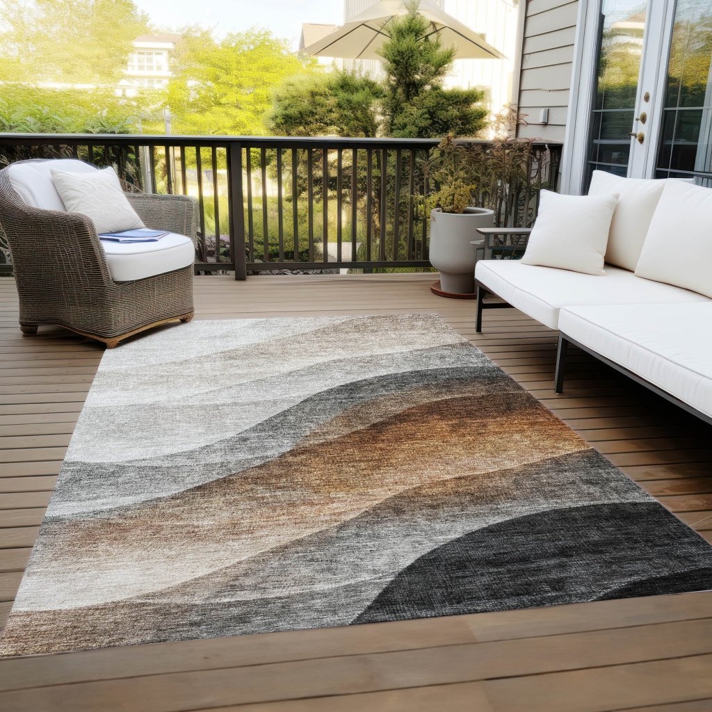 LOOMLAN Rugs Alora Brown Washable Indoor-Outdoor Rug
