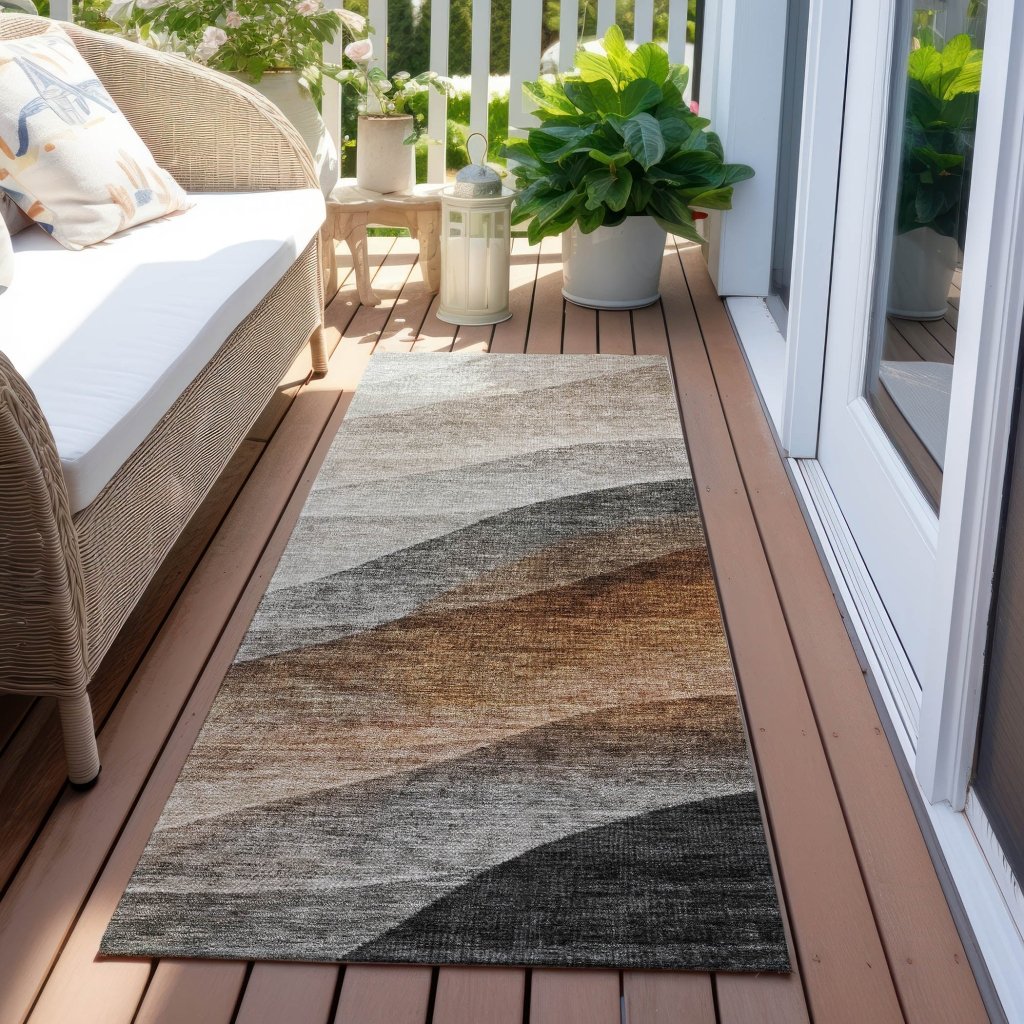 LOOMLAN Rugs Alora Brown Washable Indoor-Outdoor Rug