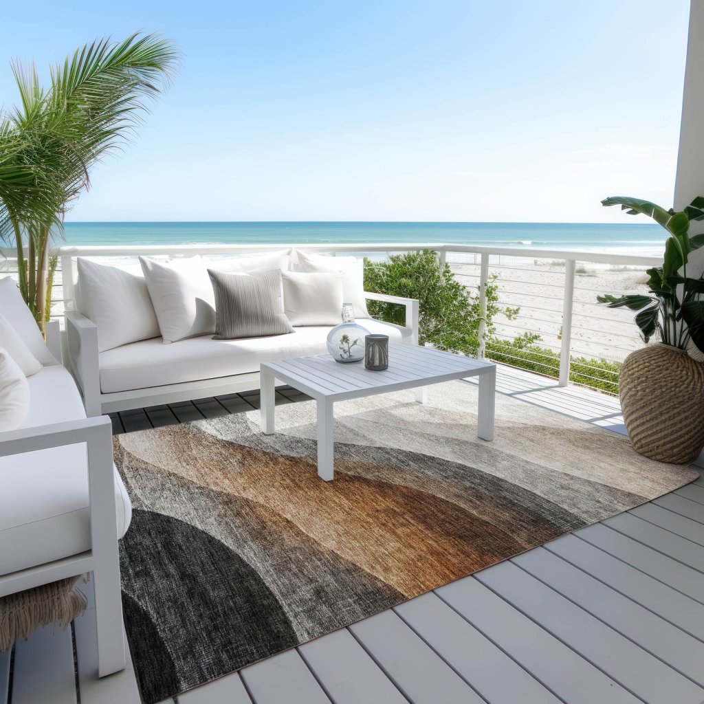LOOMLAN Rugs Alora Brown Washable Indoor-Outdoor Rug
