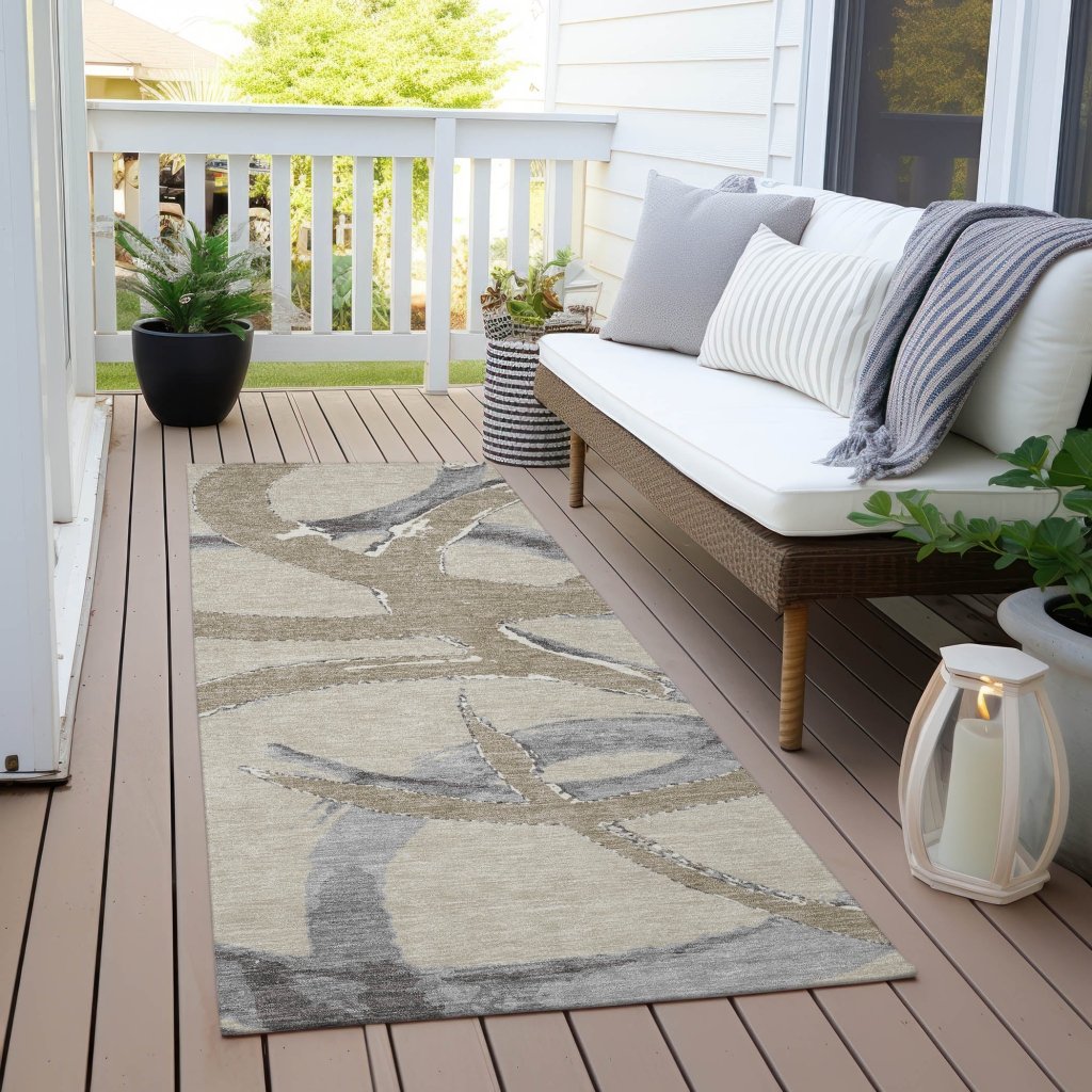 LOOMLAN Rugs Aloura Beige Washable Indoor-Outdoor Rug