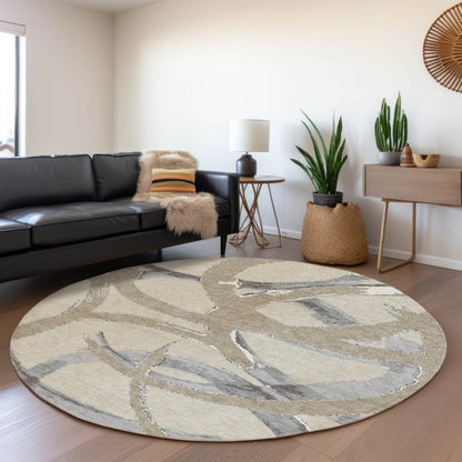 LOOMLAN Rugs Aloura Beige Washable Indoor-Outdoor Rug