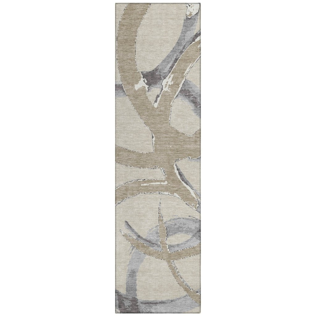 LOOMLAN Rugs Aloura Beige Washable Indoor-Outdoor Rug
