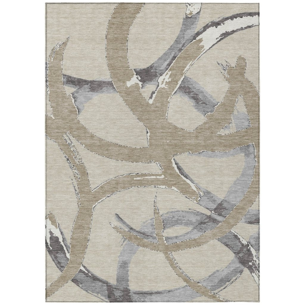 LOOMLAN Rugs Aloura Beige Washable Indoor-Outdoor Rug