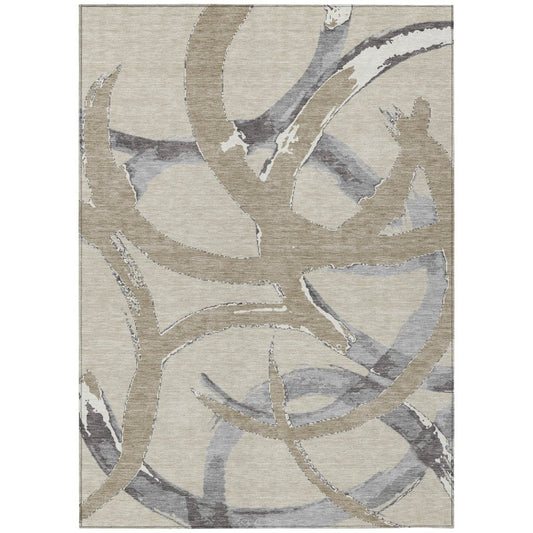 LOOMLAN Rugs Aloura Beige Washable Indoor-Outdoor Rug