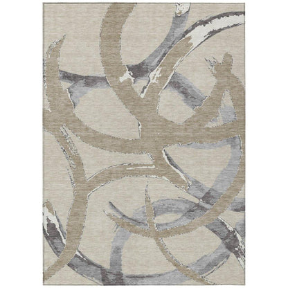 LOOMLAN Rugs Aloura Beige Washable Indoor-Outdoor Rug