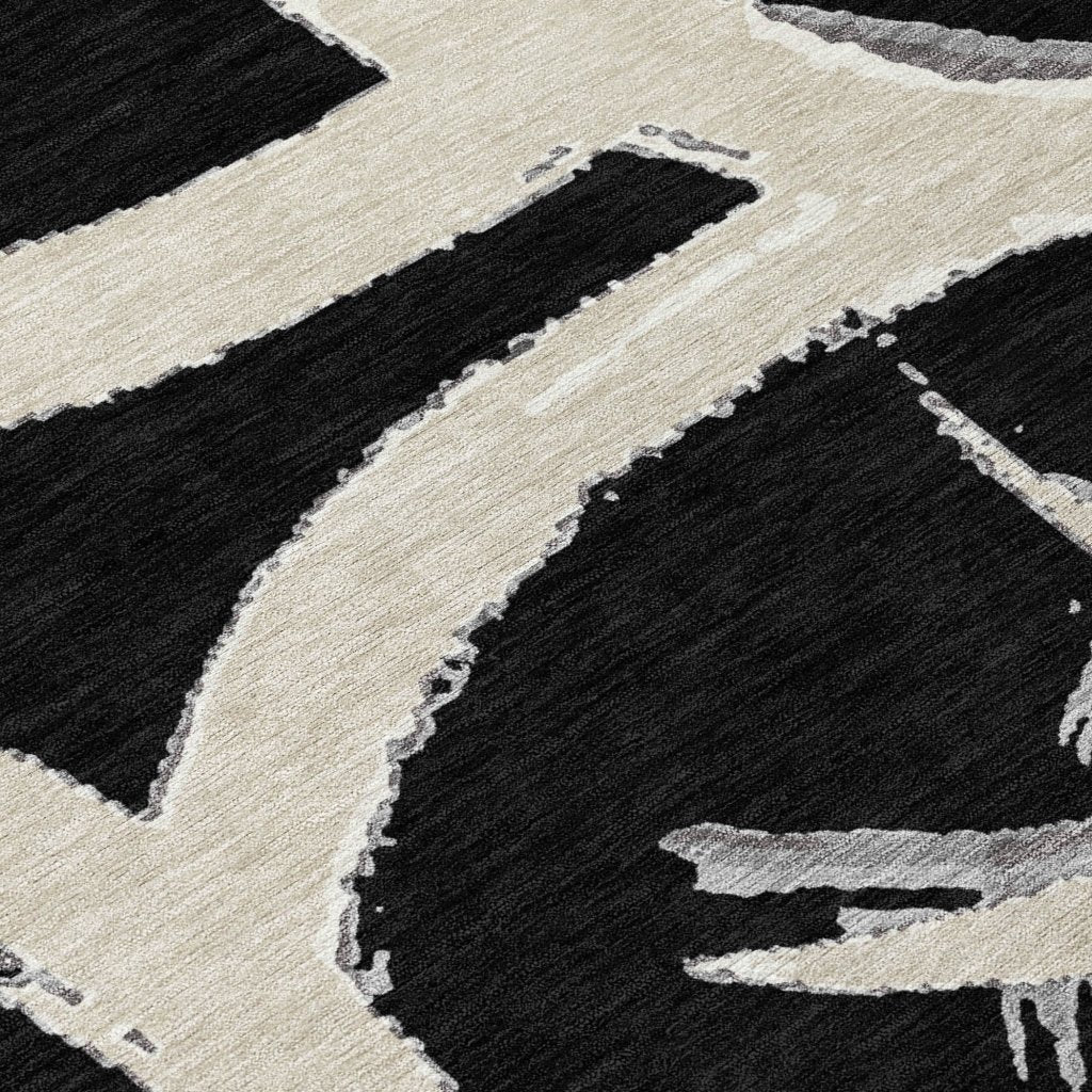 LOOMLAN Rugs Aloura Black Washable Indoor-Outdoor Rug