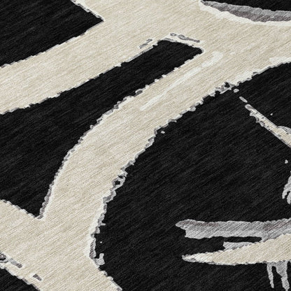 LOOMLAN Rugs Aloura Black Washable Indoor-Outdoor Rug
