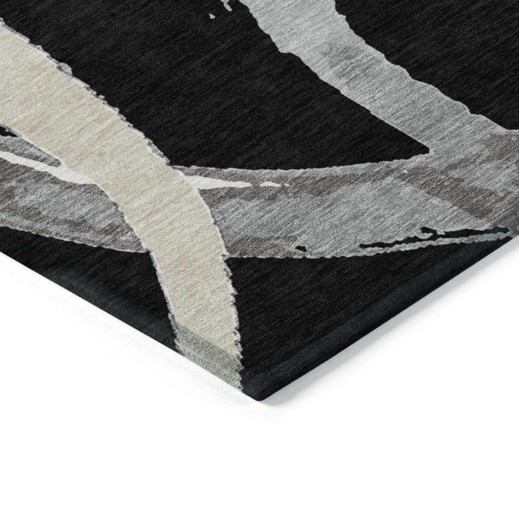 LOOMLAN Rugs Aloura Black Washable Indoor-Outdoor Rug