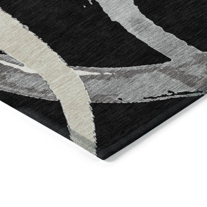LOOMLAN Rugs Aloura Black Washable Indoor-Outdoor Rug