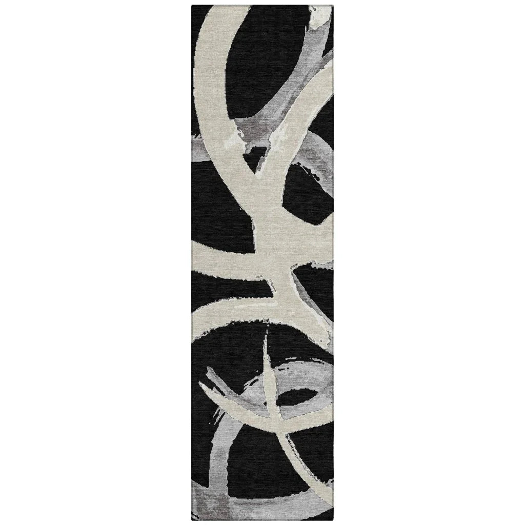 LOOMLAN Rugs Aloura Black Washable Indoor-Outdoor Rug