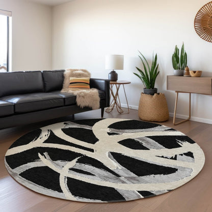 LOOMLAN Rugs Aloura Black Washable Indoor-Outdoor Rug