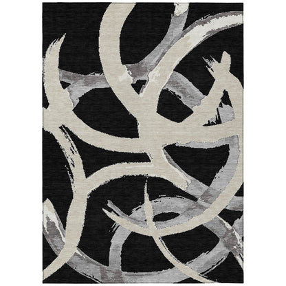 LOOMLAN Rugs Aloura Black Washable Indoor-Outdoor Rug