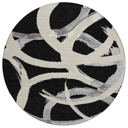 LOOMLAN Rugs Aloura Black Washable Indoor-Outdoor Rug