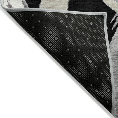 LOOMLAN Rugs Aloura Black Washable Indoor-Outdoor Rug