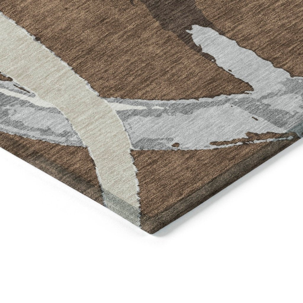 LOOMLAN Rugs Aloura Brown Washable Indoor-Outdoor Rug