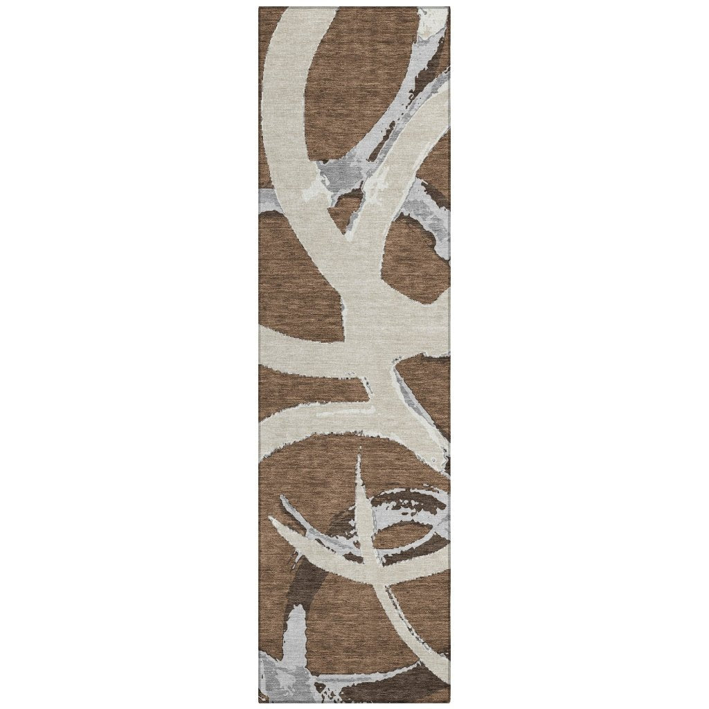 LOOMLAN Rugs Aloura Brown Washable Indoor-Outdoor Rug