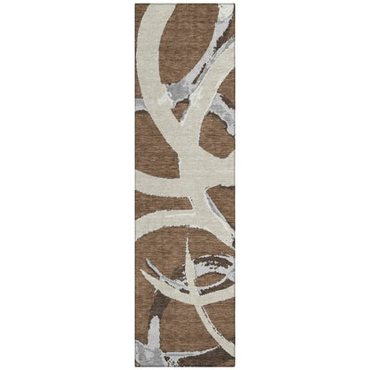 LOOMLAN Rugs Aloura Brown Washable Indoor-Outdoor Rug
