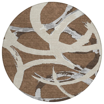LOOMLAN Rugs Aloura Brown Washable Indoor-Outdoor Rug