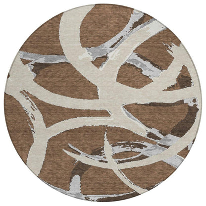 LOOMLAN Rugs Aloura Brown Washable Indoor-Outdoor Rug