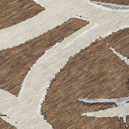 LOOMLAN Rugs Aloura Brown Washable Indoor-Outdoor Rug