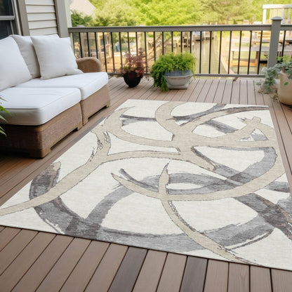 LOOMLAN Rugs Aloura Ivory Washable Indoor-Outdoor Rug