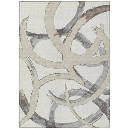 LOOMLAN Rugs Aloura Ivory Washable Indoor-Outdoor Rug