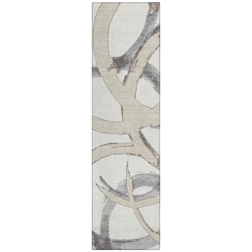 LOOMLAN Rugs Aloura Ivory Washable Indoor-Outdoor Rug