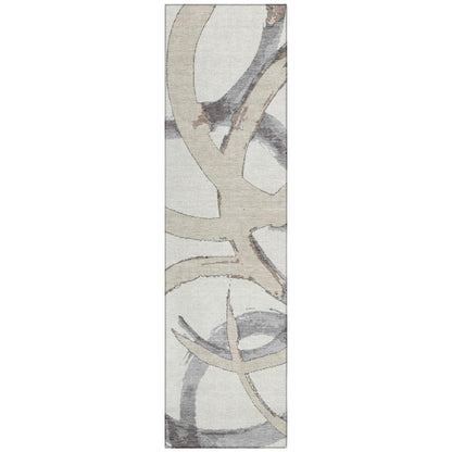 LOOMLAN Rugs Aloura Ivory Washable Indoor-Outdoor Rug