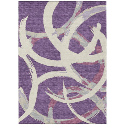 LOOMLAN Rugs Aloura Purple Washable Indoor-Outdoor Rug
