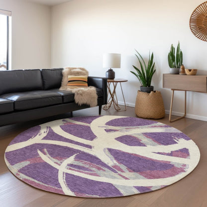 LOOMLAN Rugs Aloura Purple Washable Indoor-Outdoor Rug