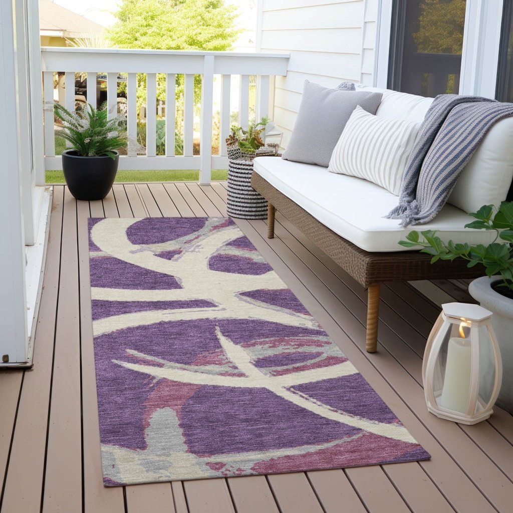 LOOMLAN Rugs Aloura Purple Washable Indoor-Outdoor Rug