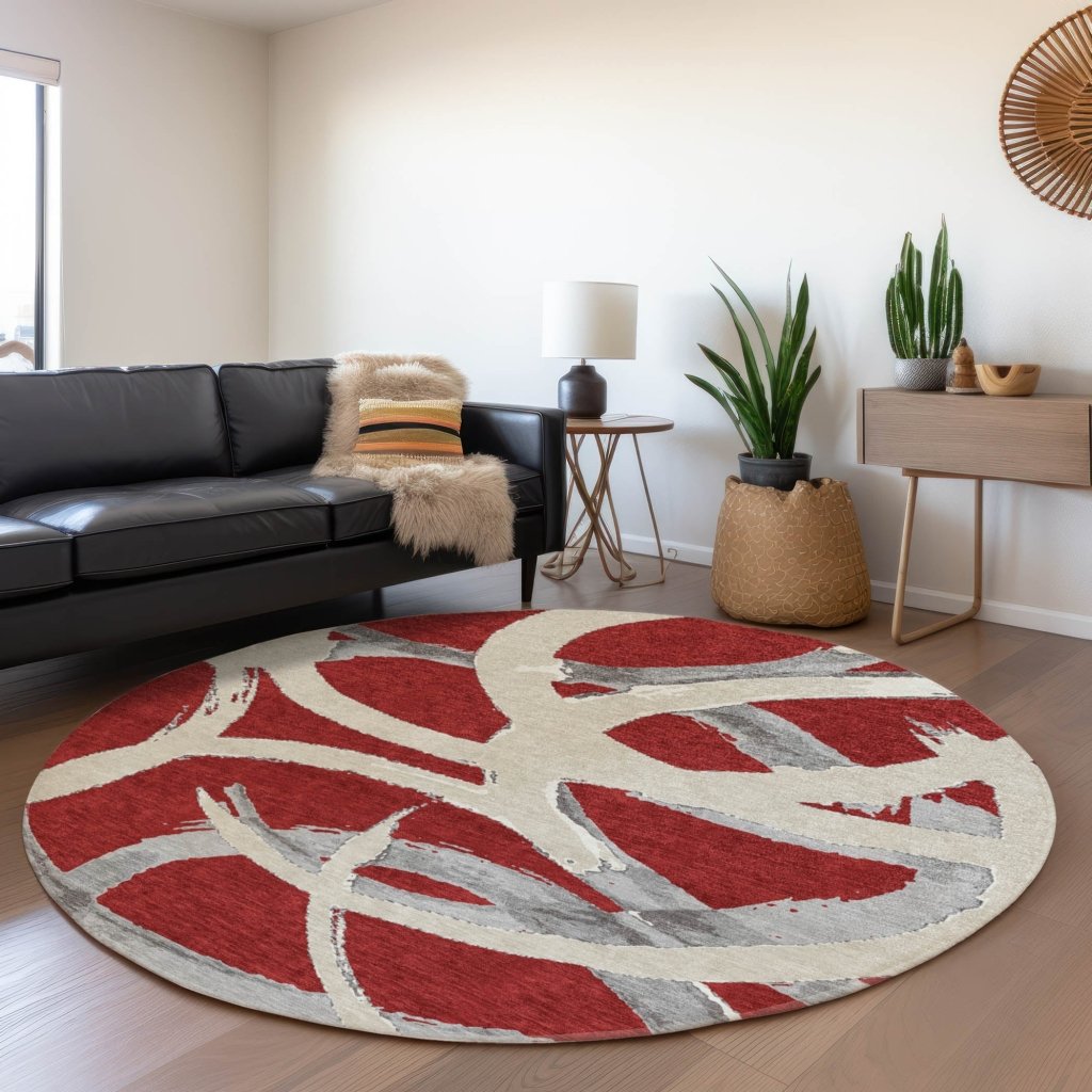 LOOMLAN Rugs Aloura Red Washable Indoor-Outdoor Rug