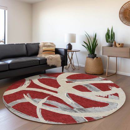 LOOMLAN Rugs Aloura Red Washable Indoor-Outdoor Rug